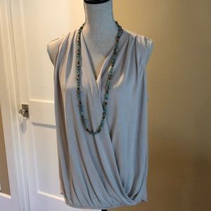 Bobeau faux wrap sleeveless blouse